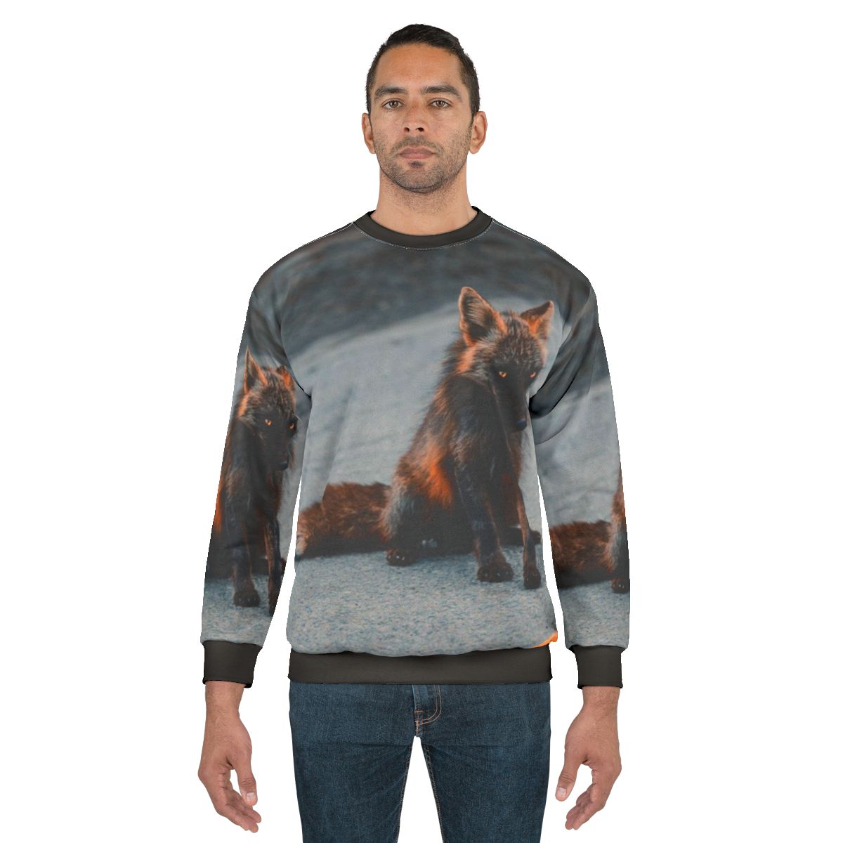 Melanistic Fox Sweatshirt featuring a vibrant image of a rare, black fox