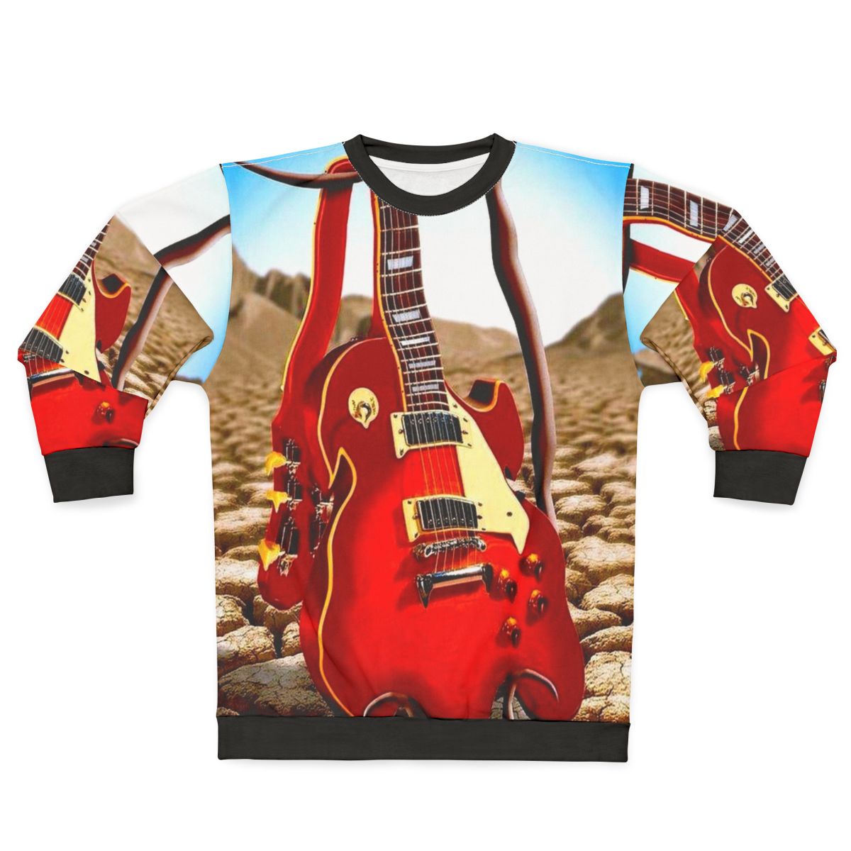 Melted guitar desert print surreal abstract sweatshirt