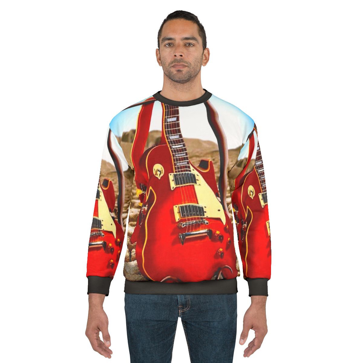 Melted guitar desert print surreal abstract sweatshirt