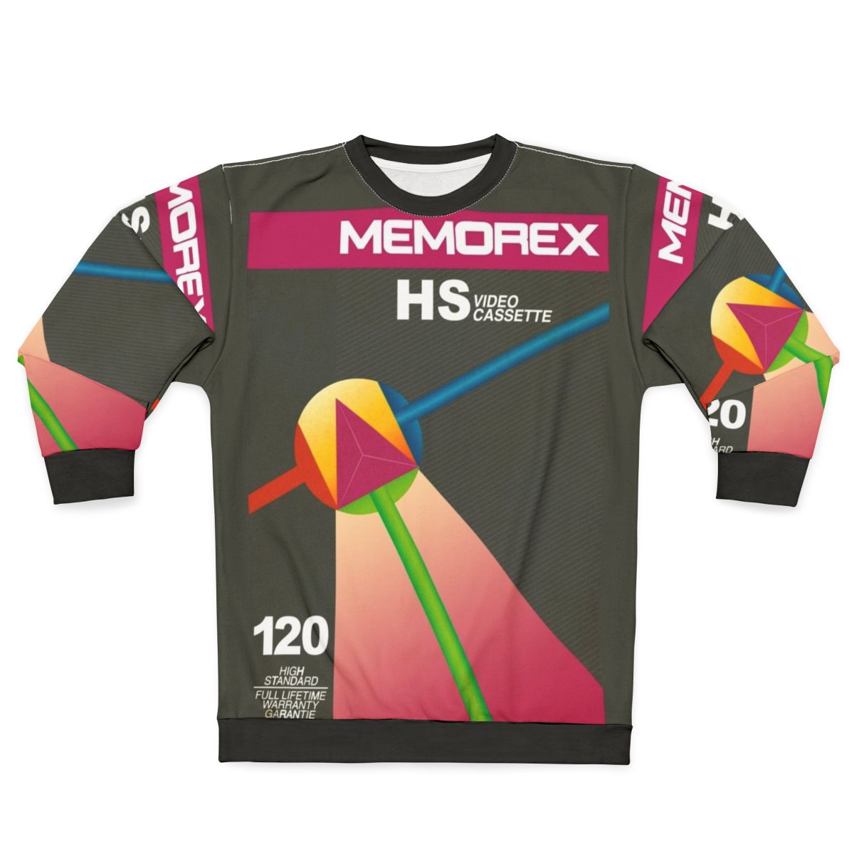 Vintage cassette tape sweatshirt with retro, vaporwave, and synthwave design