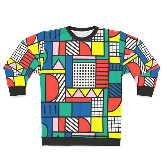 Colorful Memphis-inspired color block sweatshirt