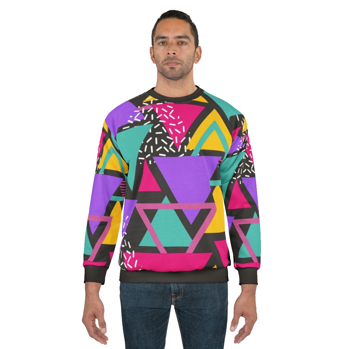 Memphis Triangles Geometric Pattern Sweatshirt