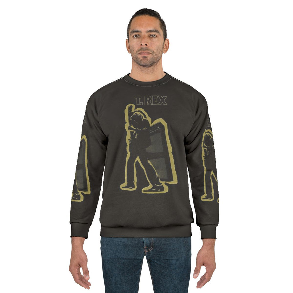Mens Funny Electric Warrior Tyrannosaurus Rex 70s Rock Sweatshirt