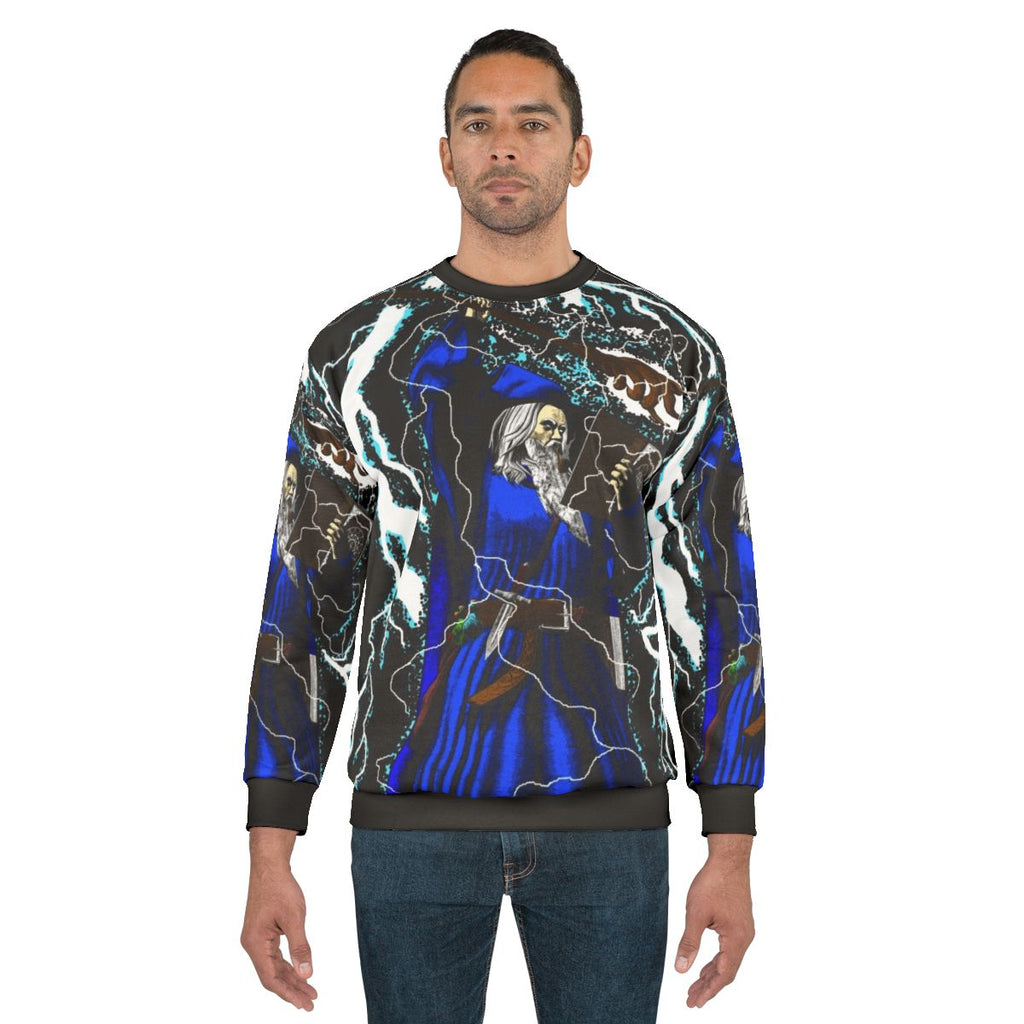 Traditional high fantasy wizard blue sweatshirt