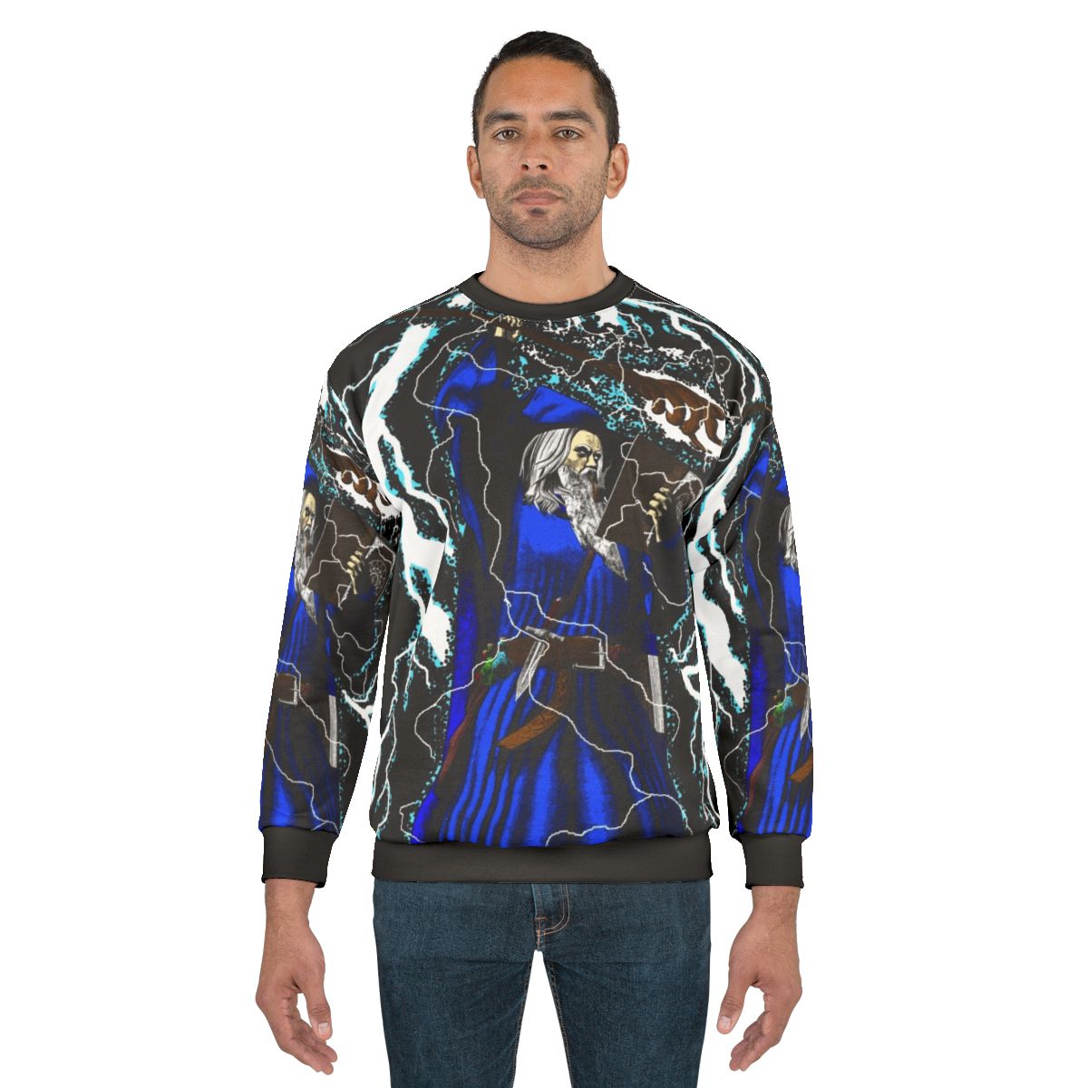 Traditional high fantasy wizard blue sweatshirt