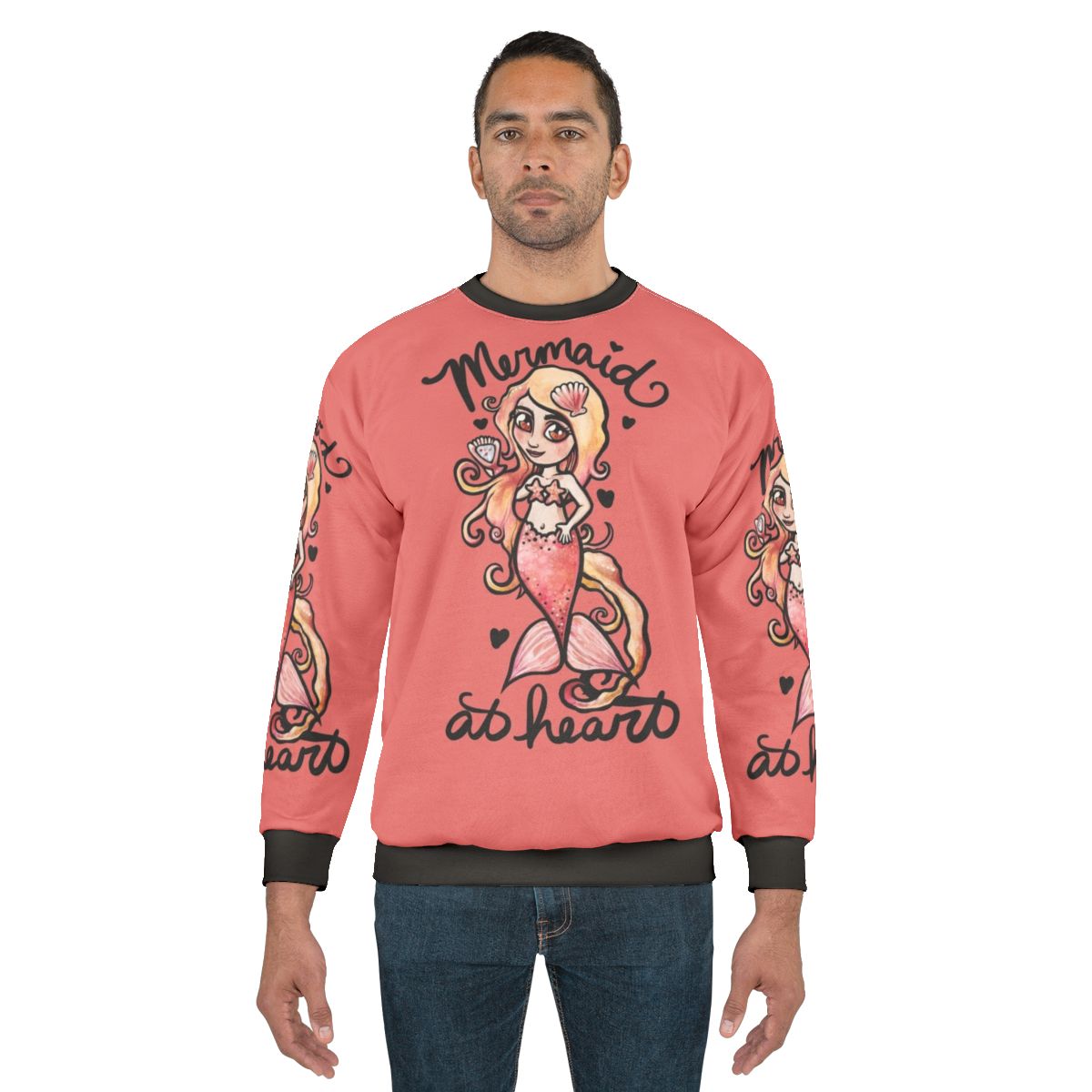 Chibi mermaid at heart sweatshirt, featuring a cute and cozy mermaid design