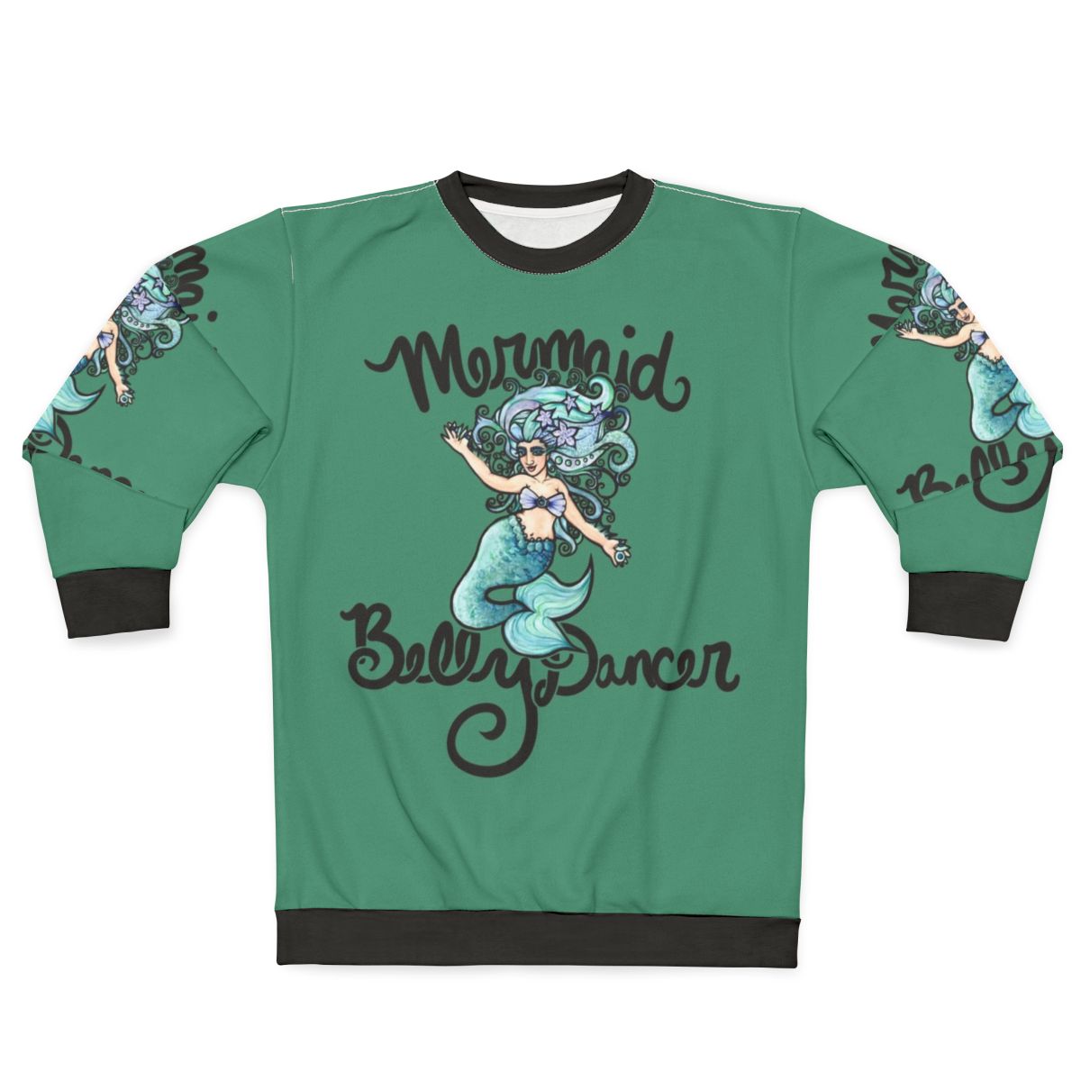 Mermaid belly dancer wearing a cozy sweatshirt