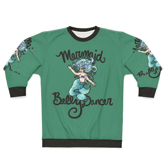 Mermaid belly dancer wearing a cozy sweatshirt