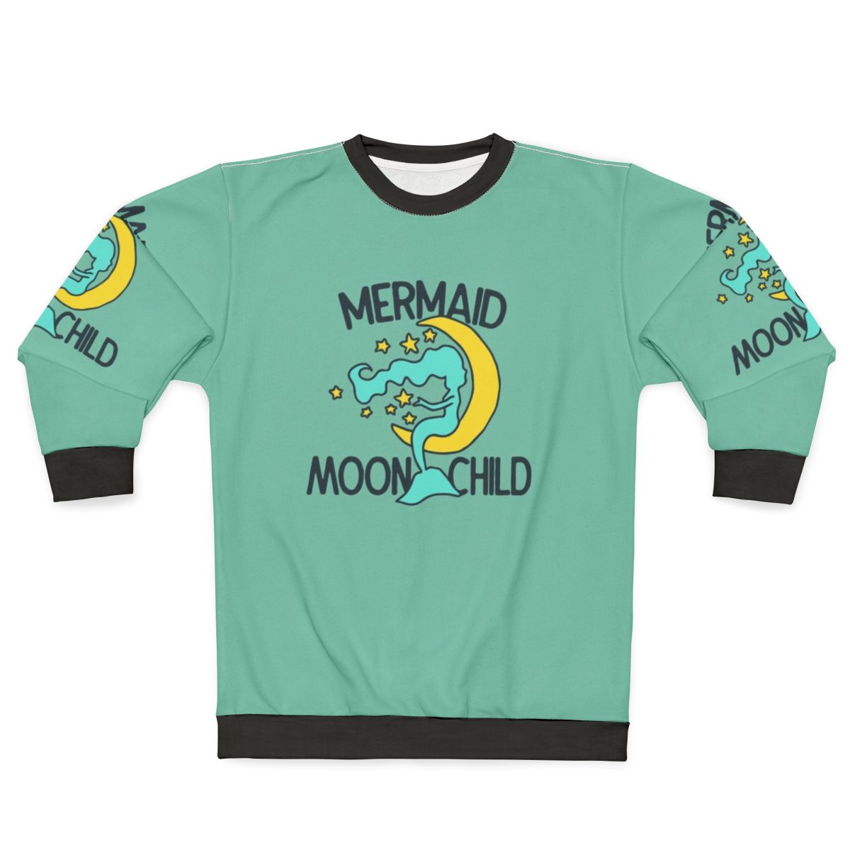 Mermaid Moonchild Sweatshirt with Celestial Imagery