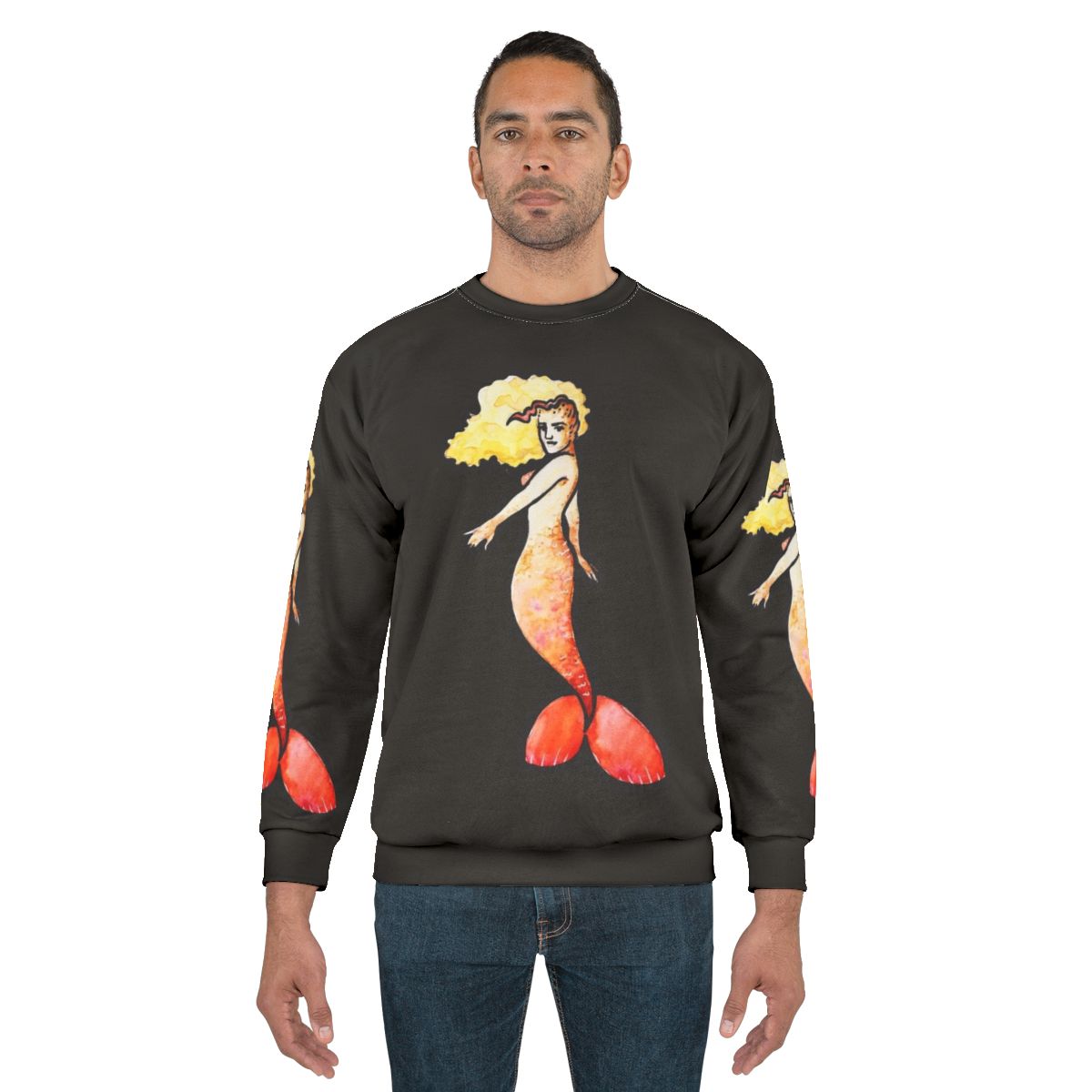 Mermaid-themed sweatshirt with ocean-inspired design