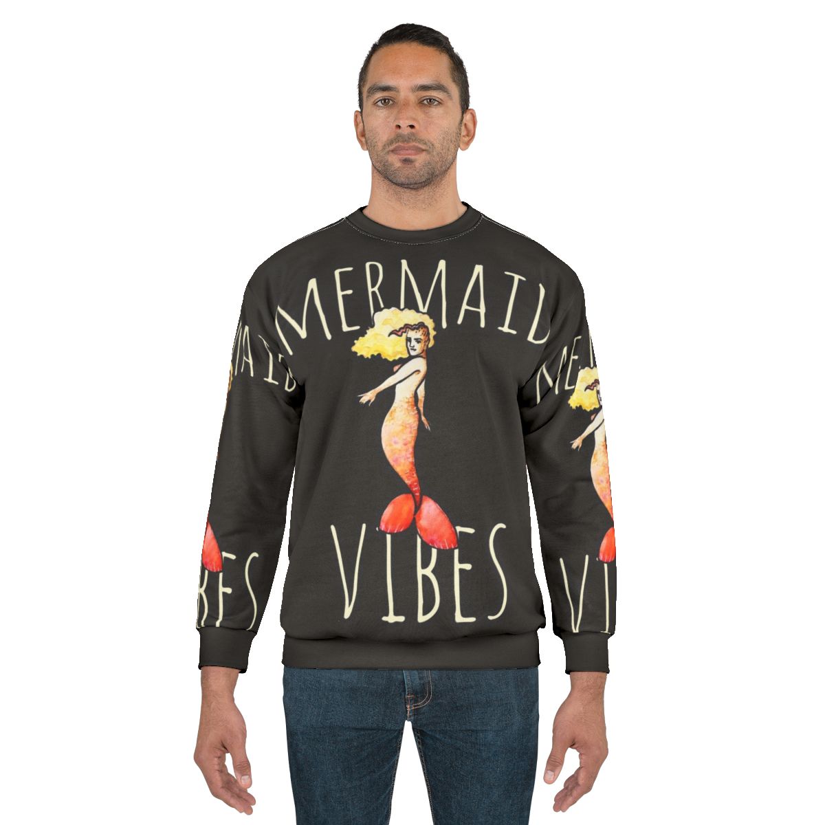 Mermaid-inspired sweatshirt with ocean-themed graphics