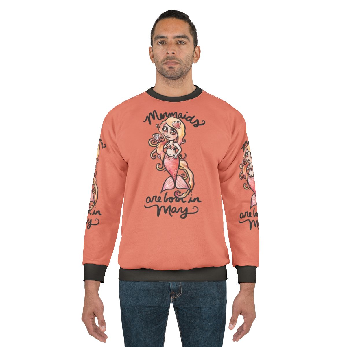 Mermaid sweatshirt with "Mermaids Are Born In May" text