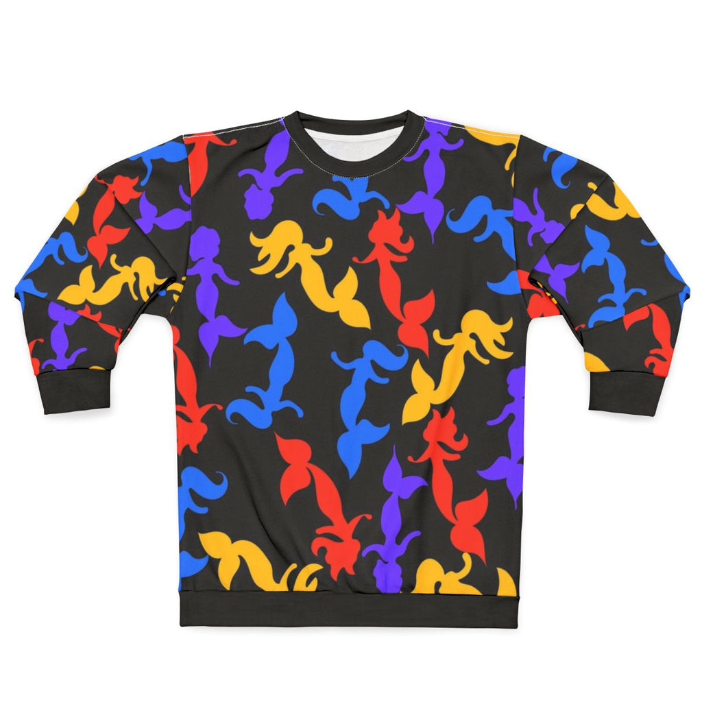 Mermaid pattern sweatshirt with a retro rainbow design
