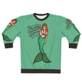 Mermaid smoking seaweed print on a cozy sweatshirt