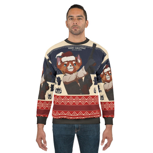 "Merry Christmas You Filthy Animal" Home Alone Inspired Sweatshirt with Red Panda and Feretta