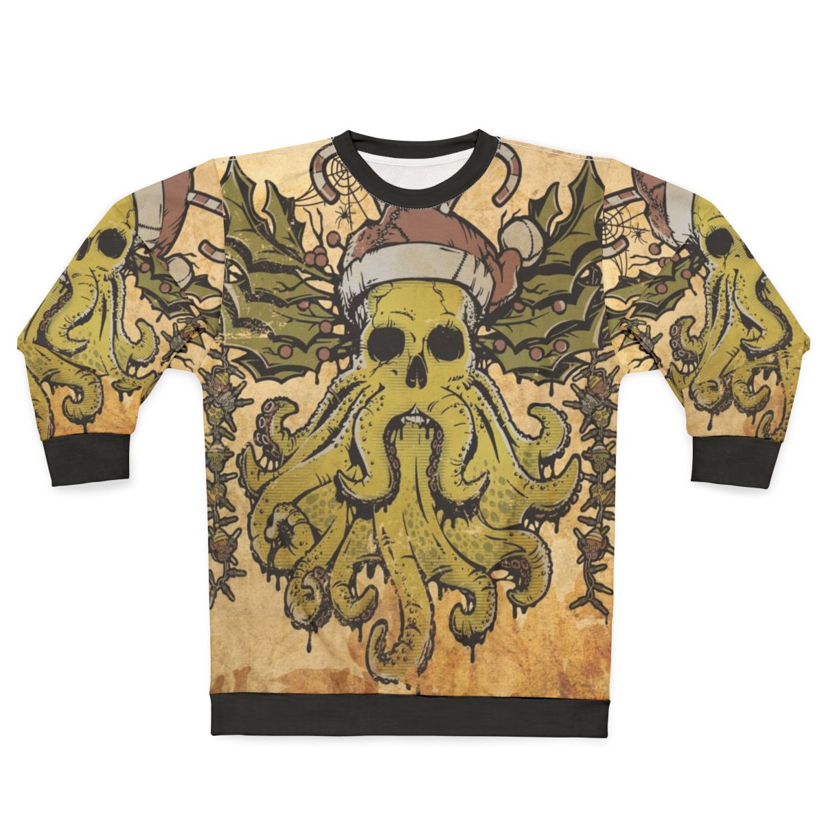 Merry Cthulhumas Christmas Sweatshirt featuring Cthulhu the monster from H.P. Lovecraft's fantasy stories