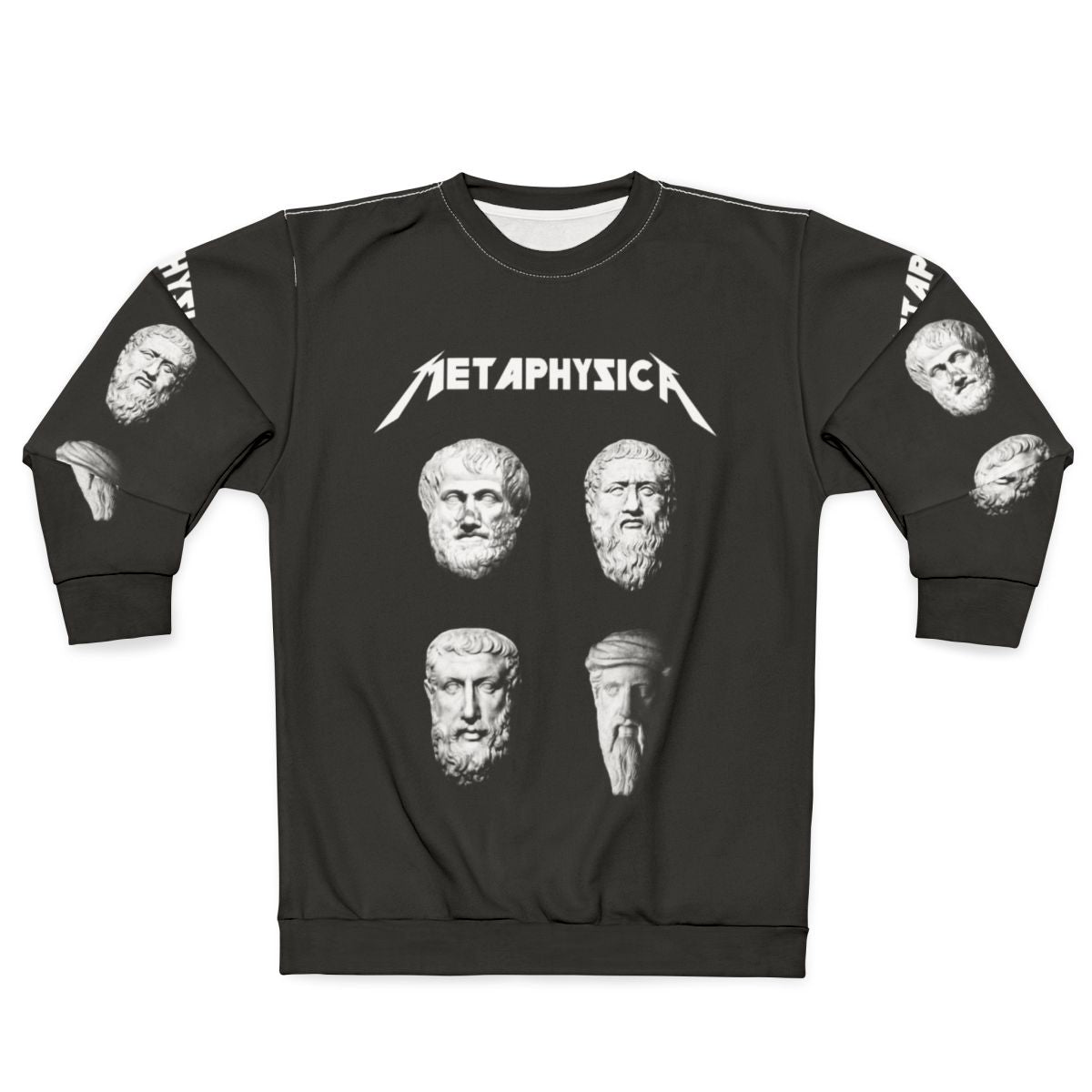 Metaphysical philosophy metal sweatshirt with existential humor