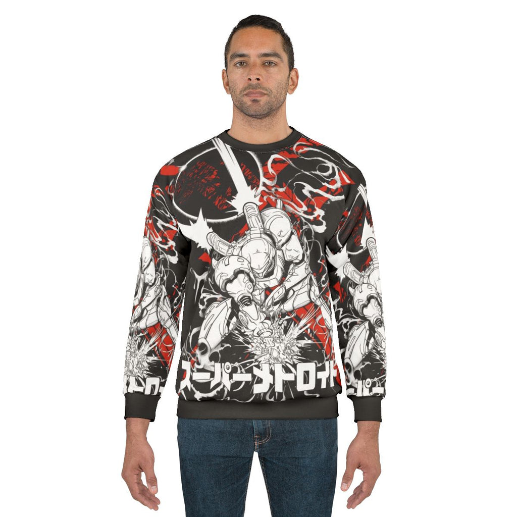 Metroid-themed sweatshirt with Samus Aran character