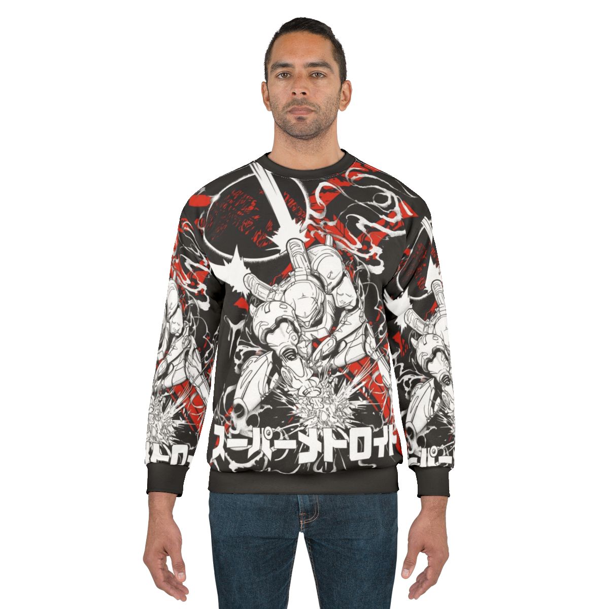 Metroid-themed sweatshirt with Samus Aran character