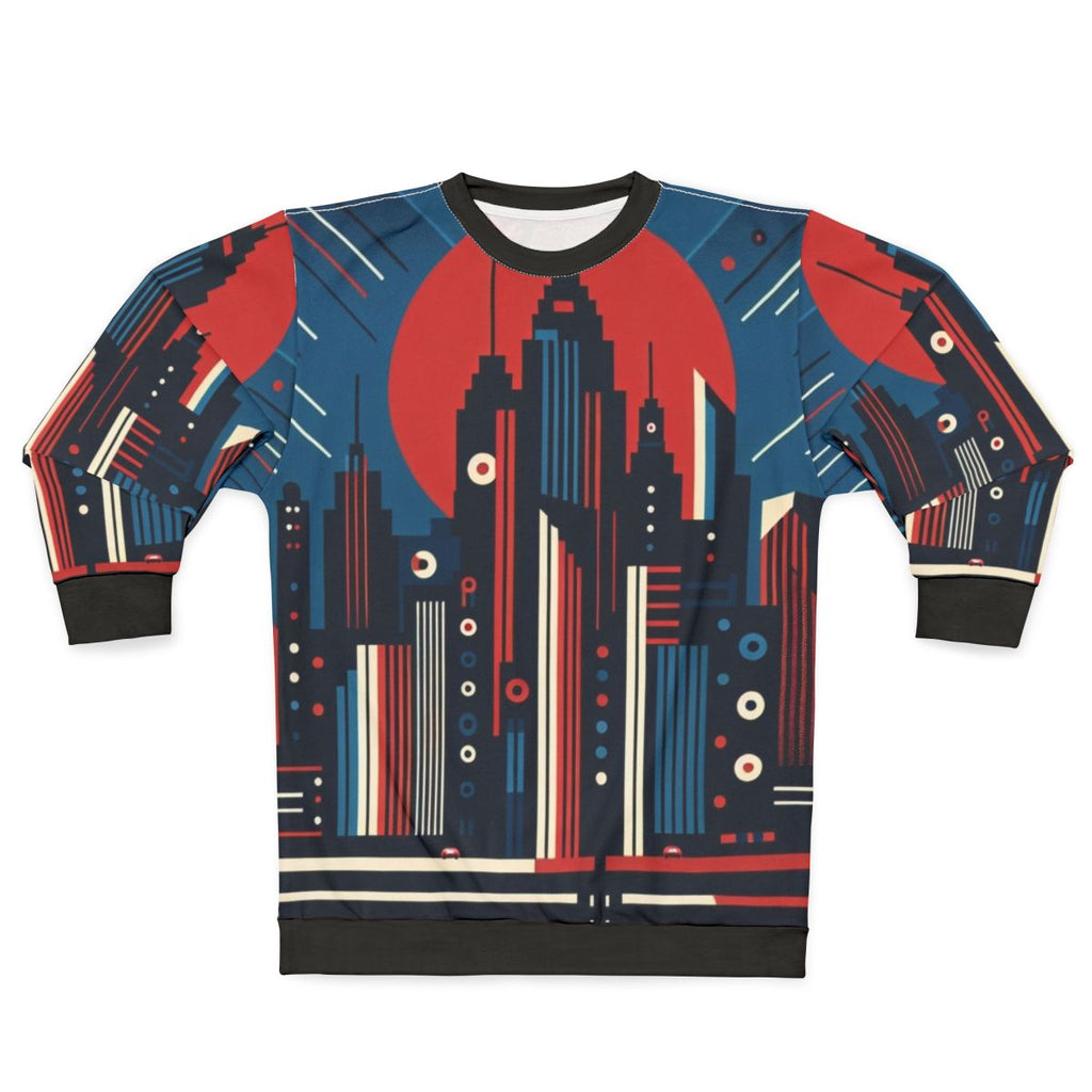 Metropolis Sweatshirt featuring a retro urban cityscape design