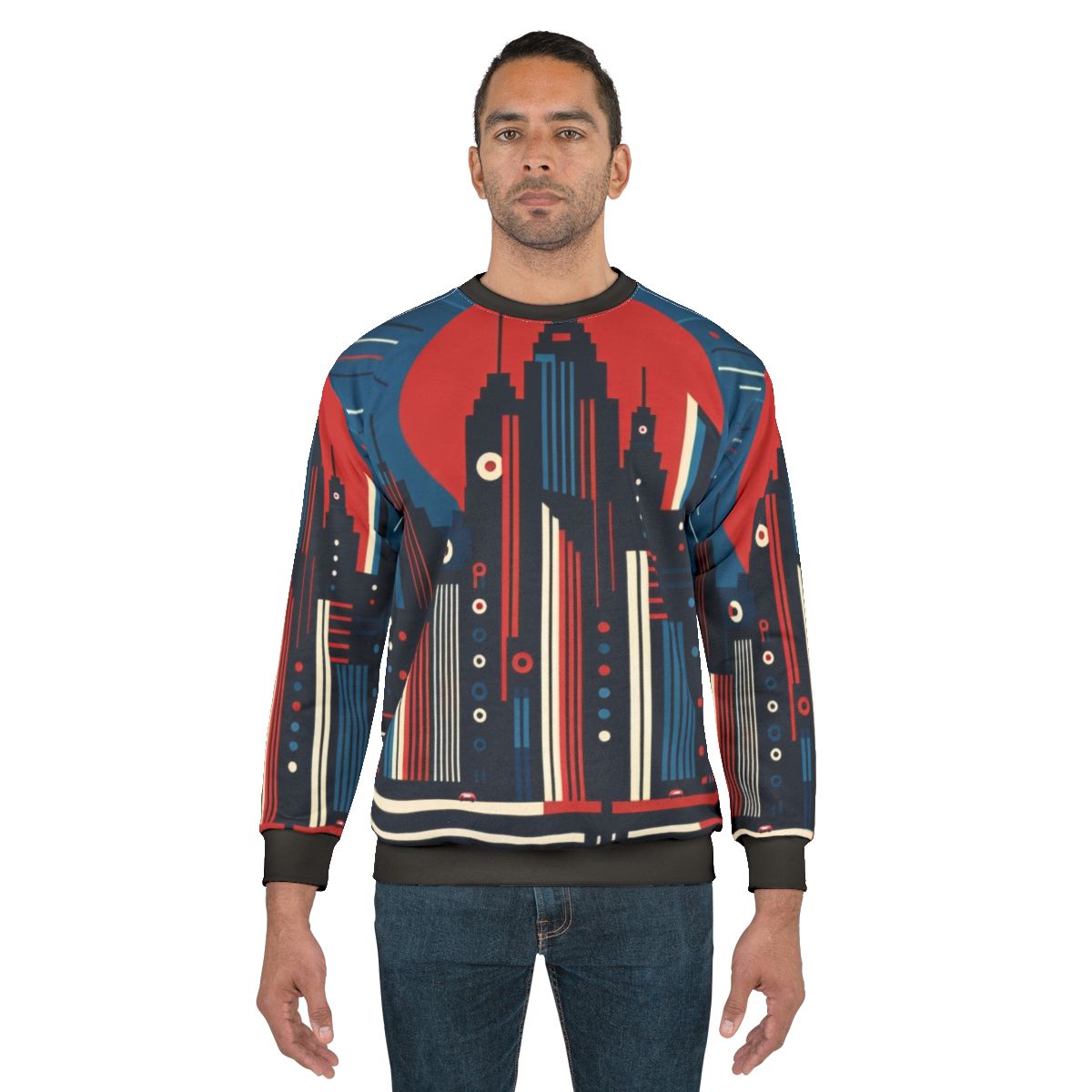 Metropolis Sweatshirt featuring a retro urban cityscape design