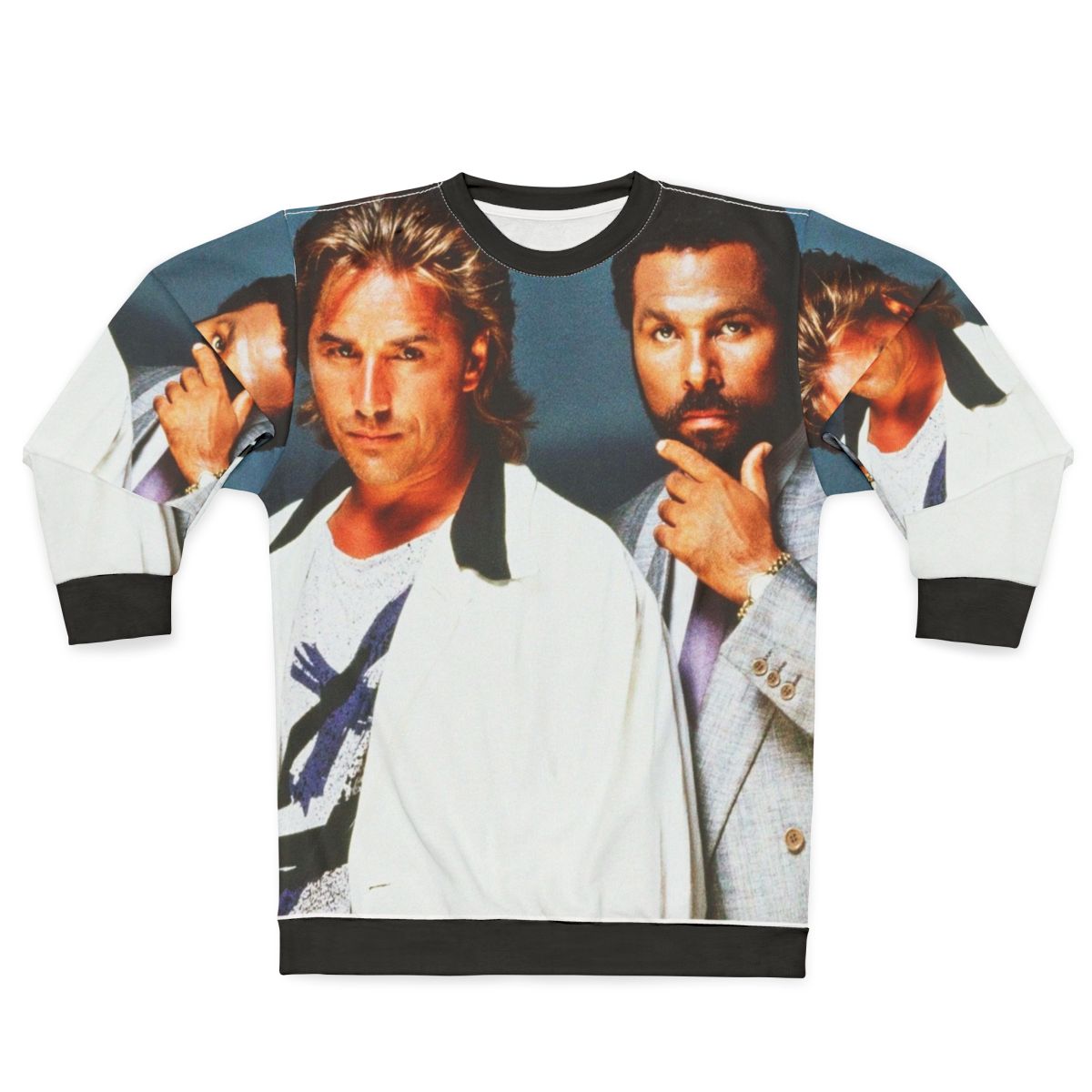 Miami Vice inspired sweatshirt featuring 80s pop culture design