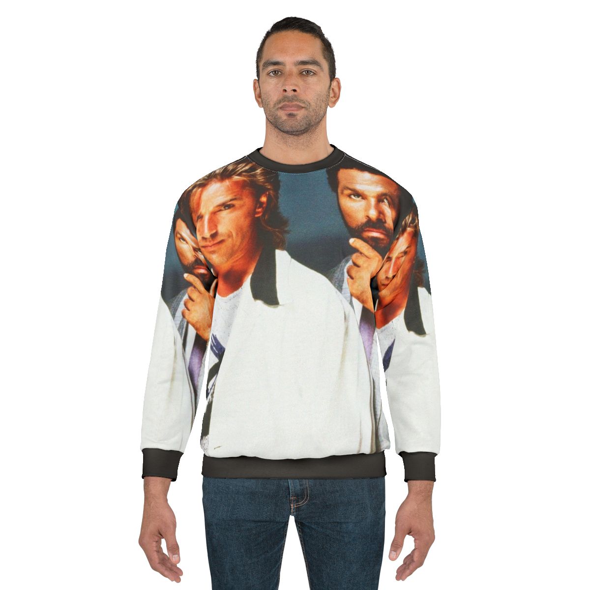 Miami Vice inspired sweatshirt featuring 80s pop culture design