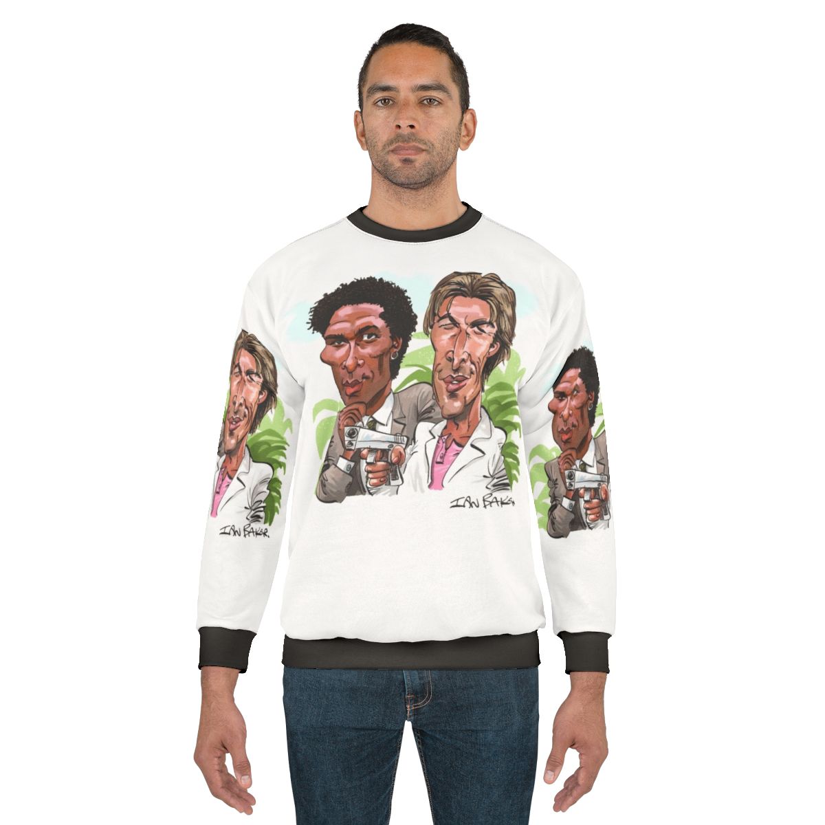 Miami Vice inspired sweatshirt with 1980s cop drama design