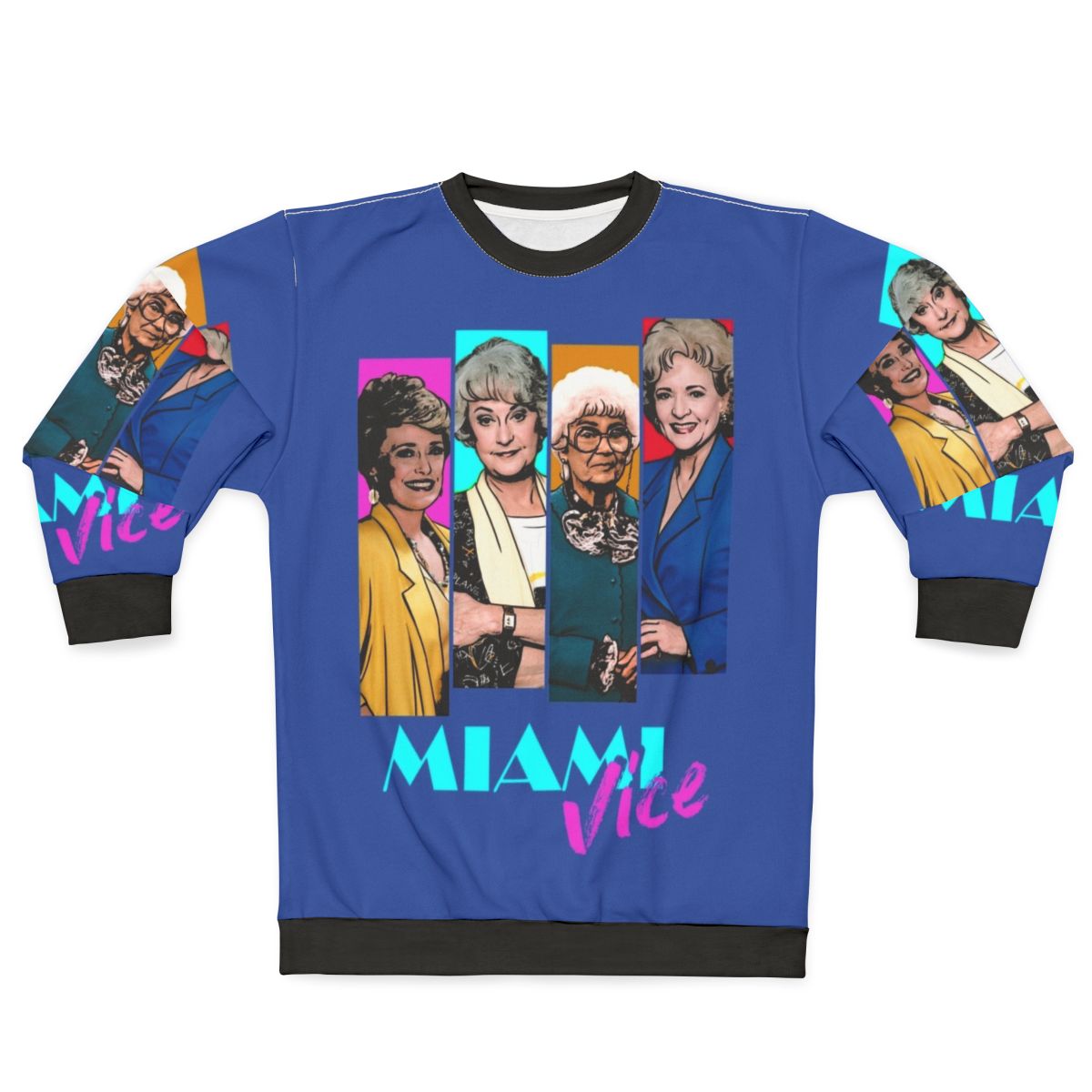 Miami Vice-inspired sweatshirt with pastel colors and retro design