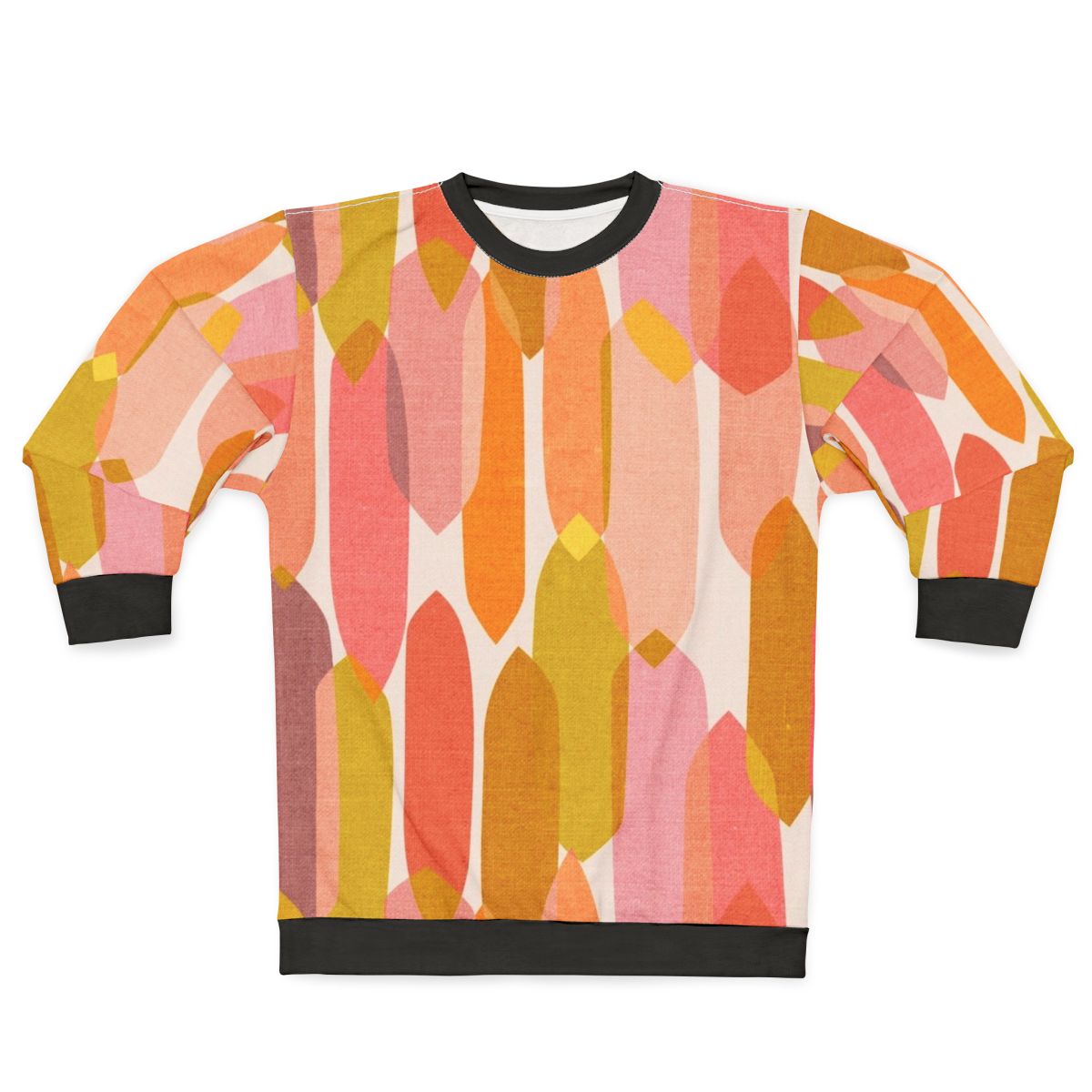 Colorful abstract geometric mid-century modern sweatshirt with vintage retro droplet pattern