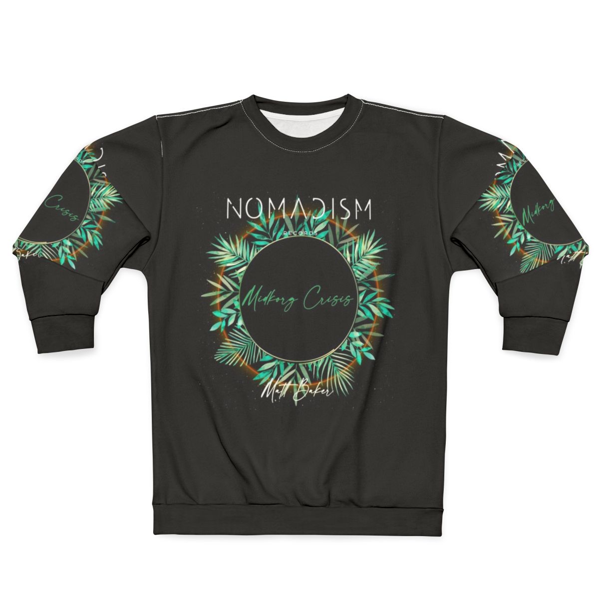 Midkorg Crisis Techno Sweatshirt with Leaves and Plants Design