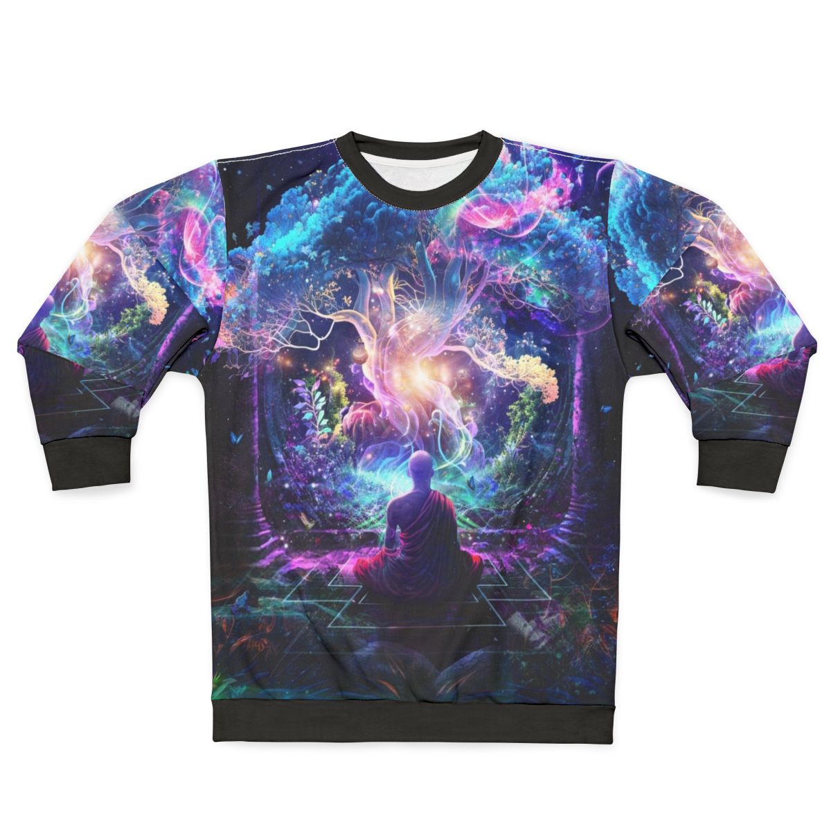 Midnight Garden Sweatshirt with Neon Blue, Inspirational and Visionary Design