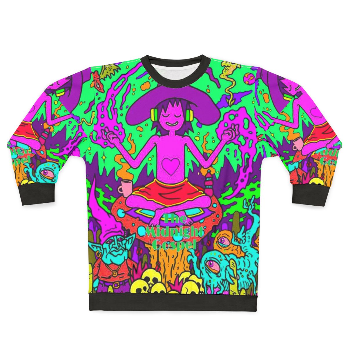 Vibrant "Midnight Gospel" abstract artwork sweatshirt