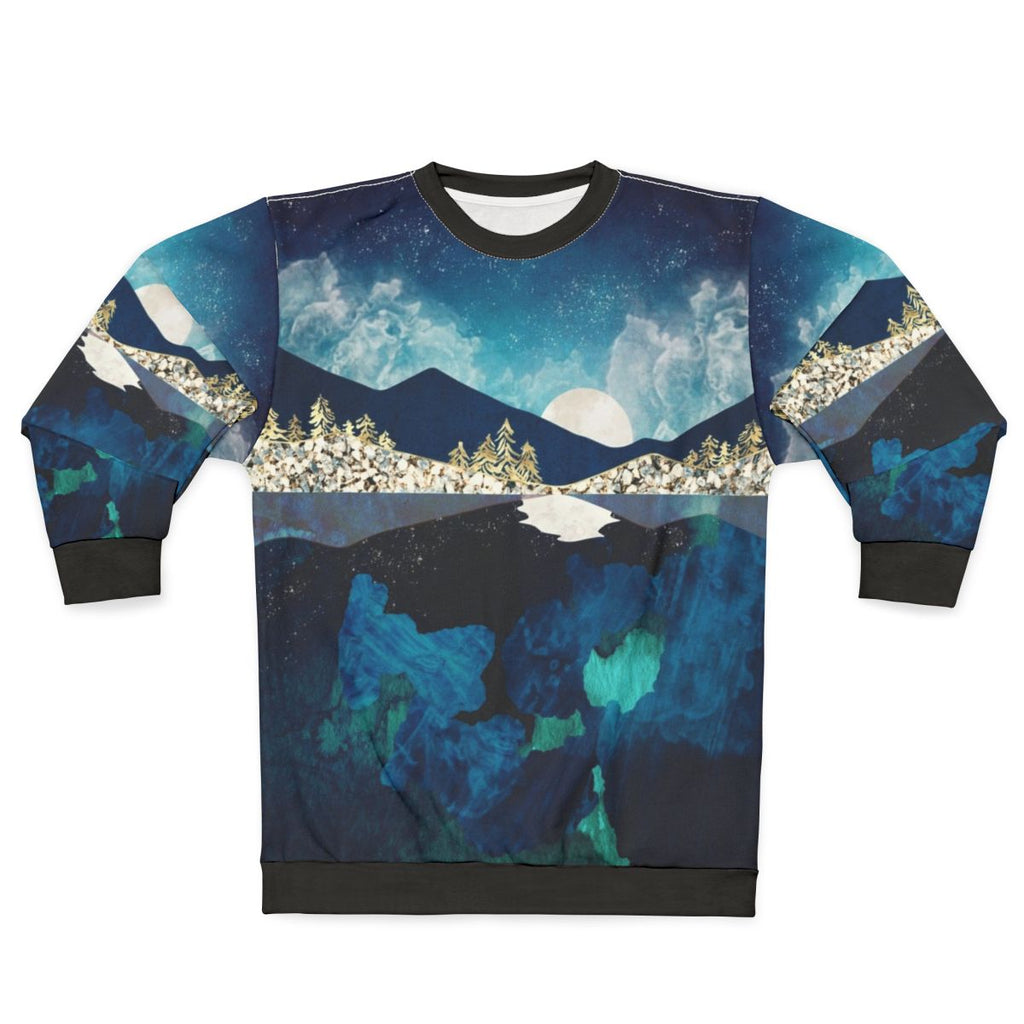 Midnight Water Sweatshirt with Celestial Nature Reflection