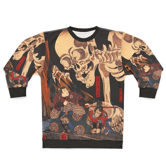 Ukiyo-e inspired sweatshirt with skeleton spectre design