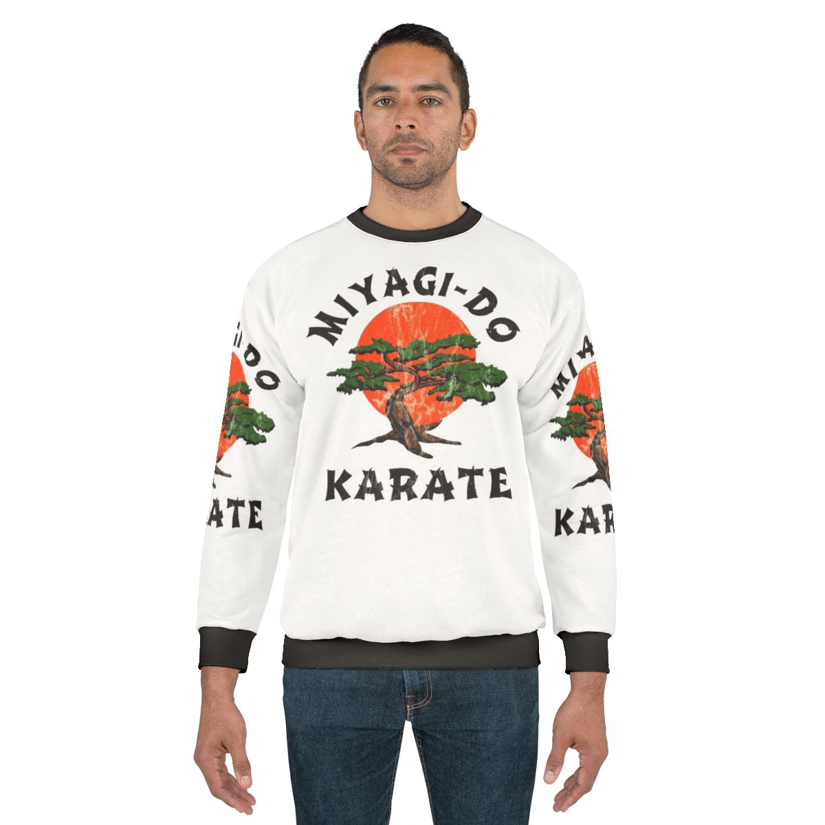 Miyagi Do Karate Distressed Sweatshirt with Karate Kid and Martial Arts Motifs