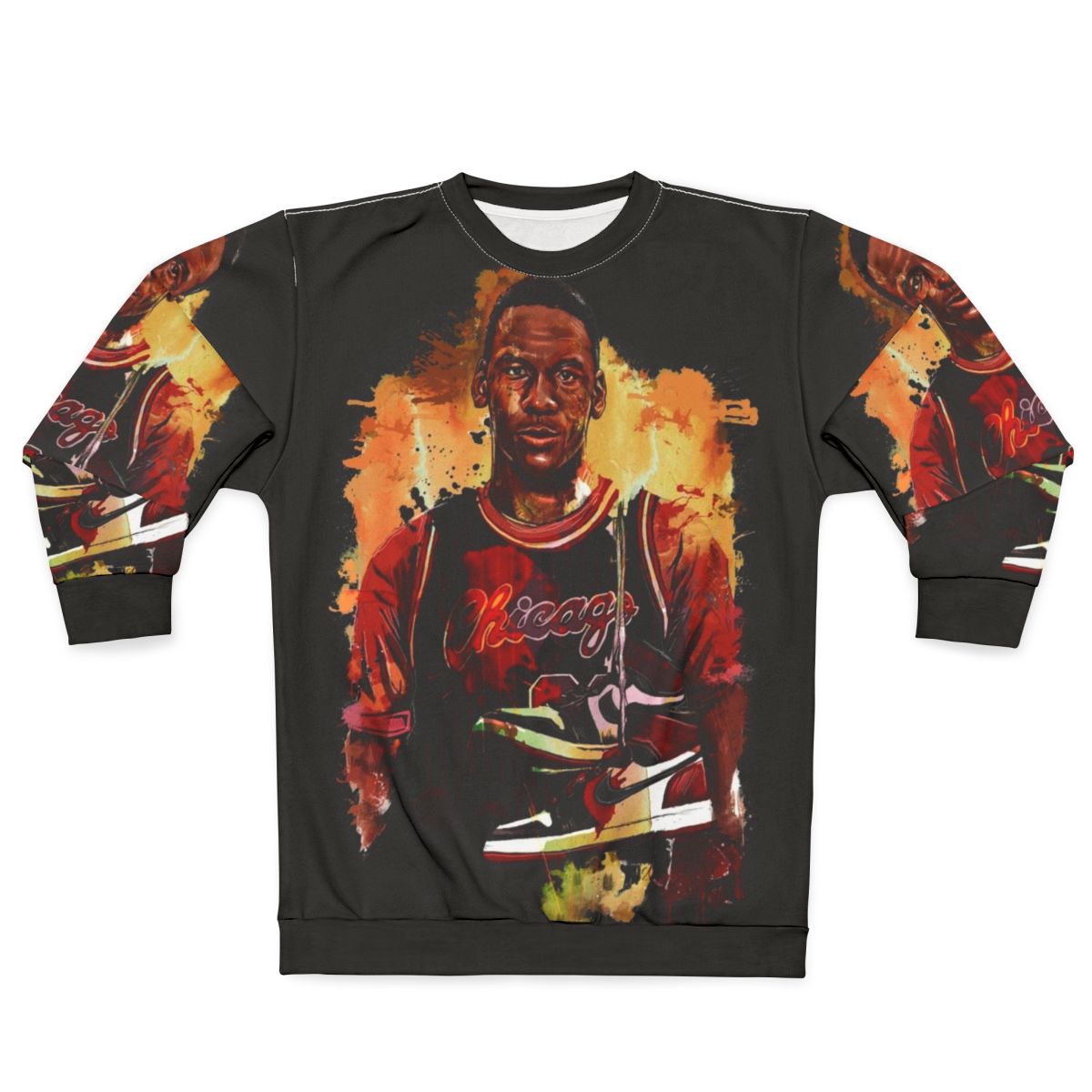 Basketball-themed sweatshirt with MJ sneakers inspired design