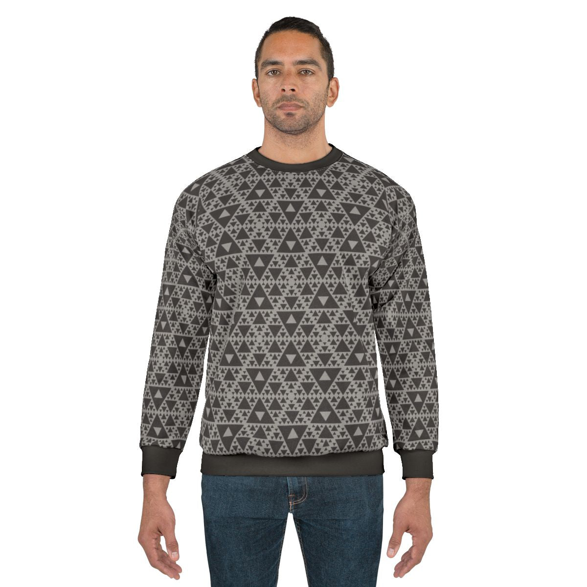 Motion capture inspired sweatshirt with triangle pattern design