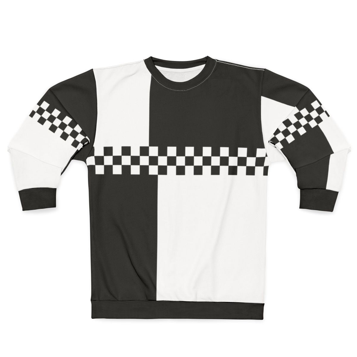 Mod ska retro black and white color block sweatshirt