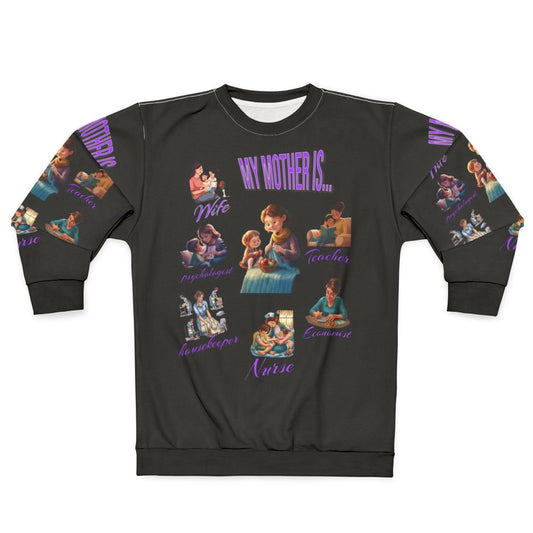 Superhero Mom Sweatshirt featuring a caring, inspiring, and dedicated mother