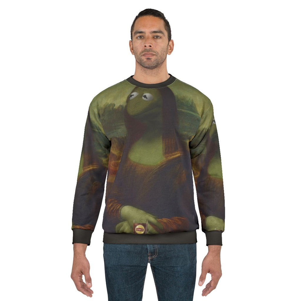 Mona Lisa Kermit the Frog pop culture inspired sweatshirt