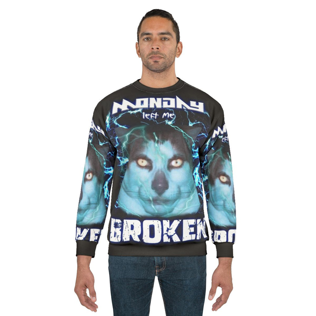 Cursed "Monday Left Me Broken" Cat Sweatshirt