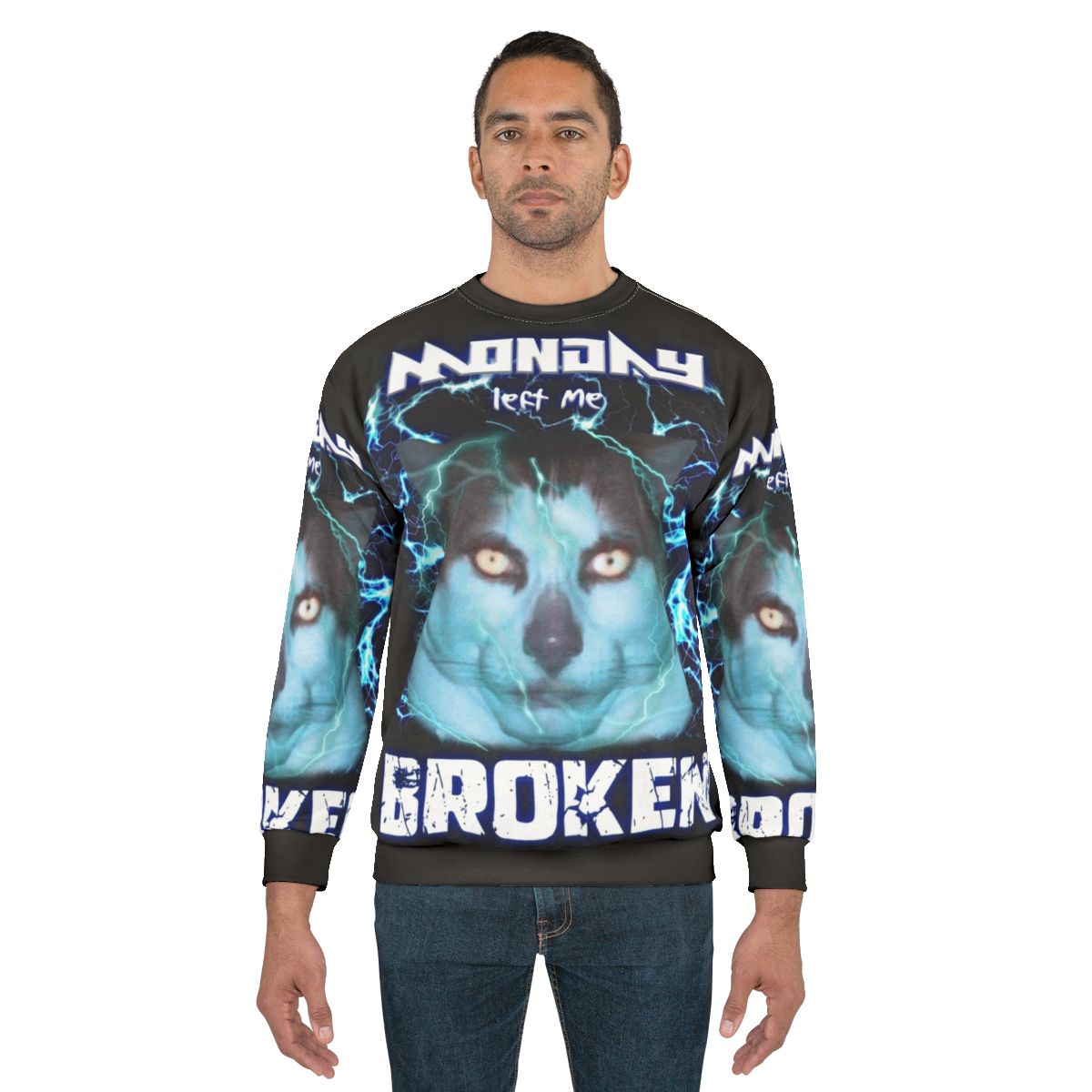 Cursed "Monday Left Me Broken" Cat Sweatshirt