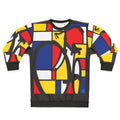 Mondrian inspired bicycle art design on a sweatshirt