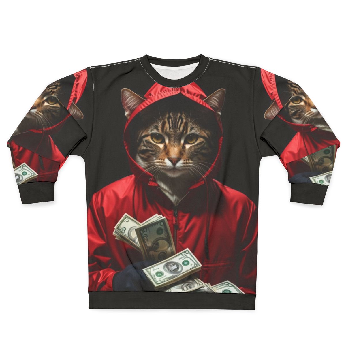 Money Heist "La Casa De Papel" themed cat sweatshirt
