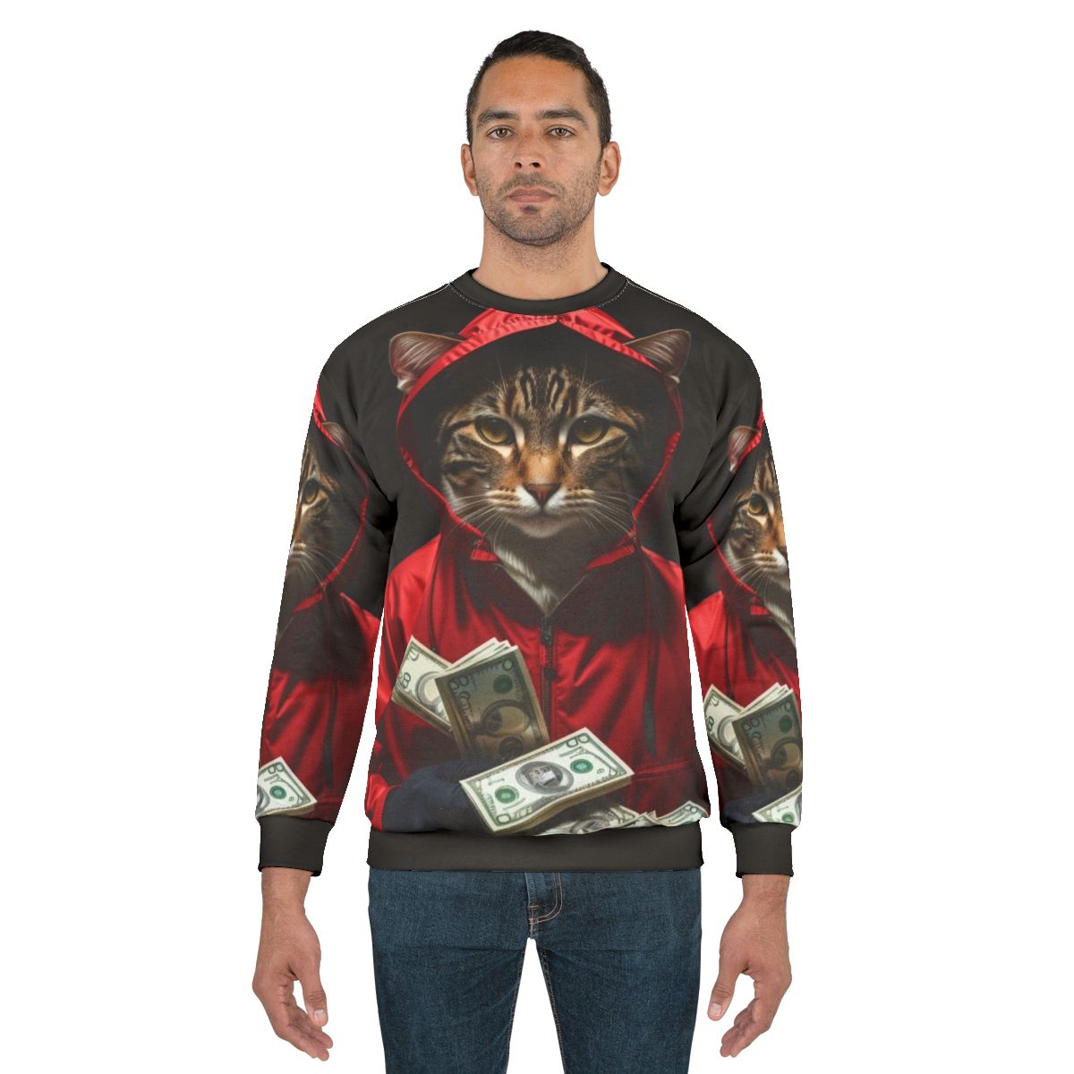 Money Heist "La Casa De Papel" themed cat sweatshirt