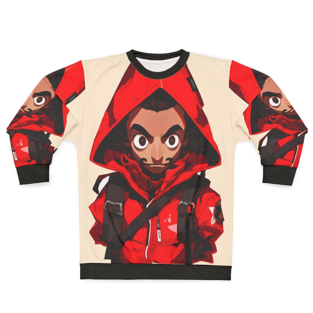 Money Heist Netflix Sweatshirt with Anime-Style Pop Art Design