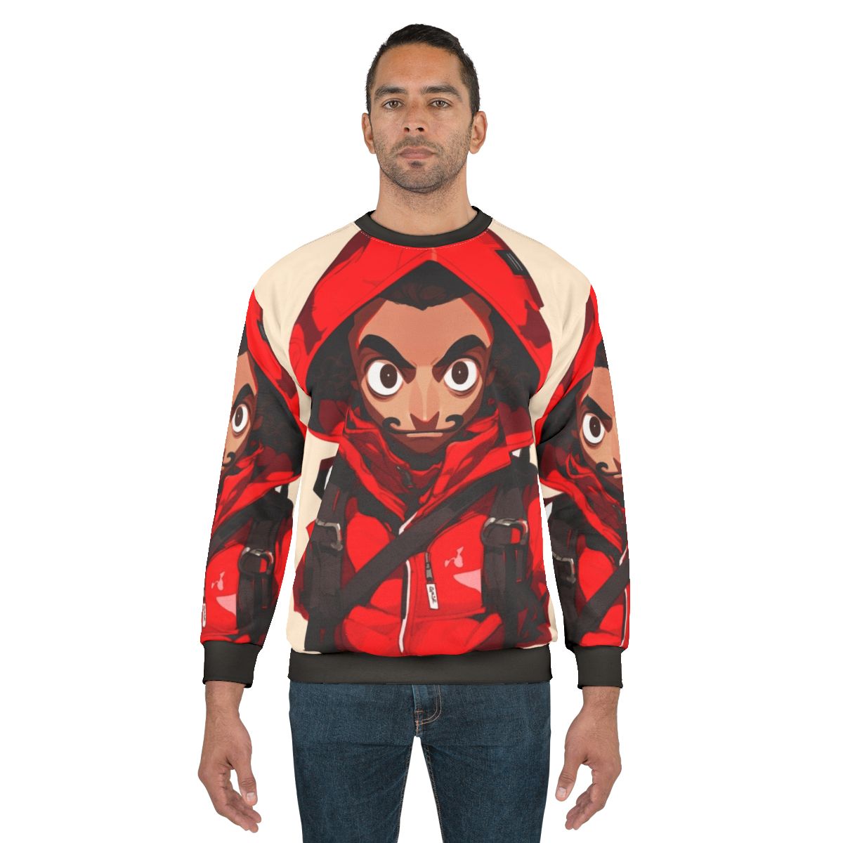 Money Heist Netflix Sweatshirt with Anime-Style Pop Art Design