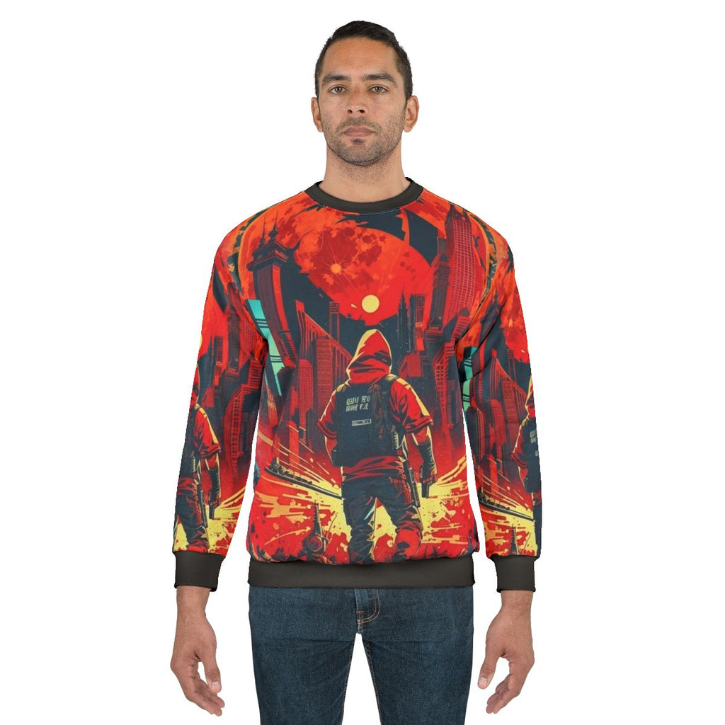 Money Heist Sweatshirt featuring characters and logo from the popular Netflix series