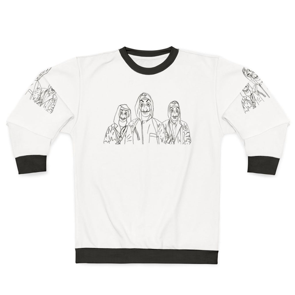 Money Heist Sweatshirt with Red Jumpsuit and Salvador Dali Mask